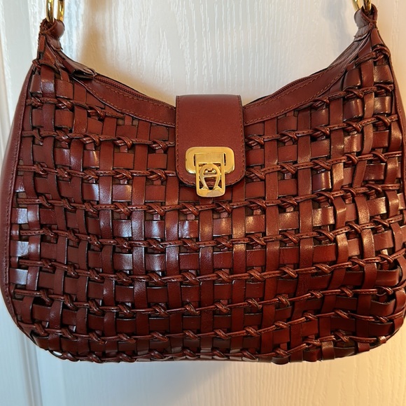 Vintage Leather Etienne Aigner Purse, Basketweave Pattern - Picture 2 of 10